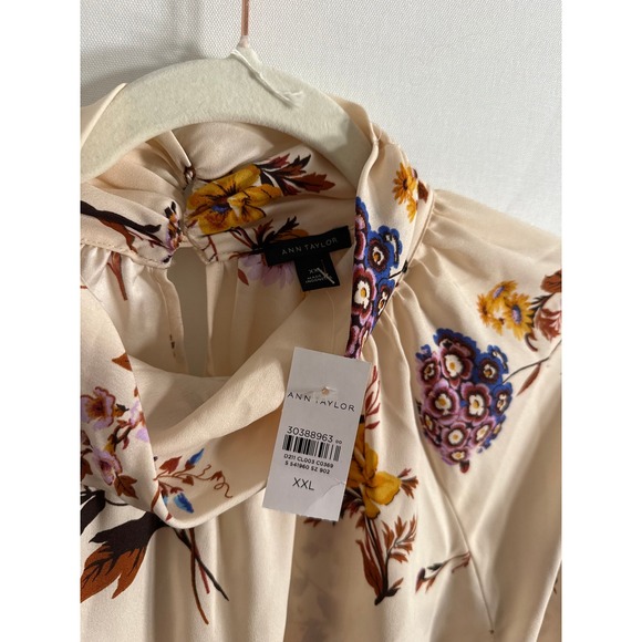 Ann Taylor • NWT Mock Neck Floral Blouse Shirt Cream Womens XXL - Picture 4 of 8